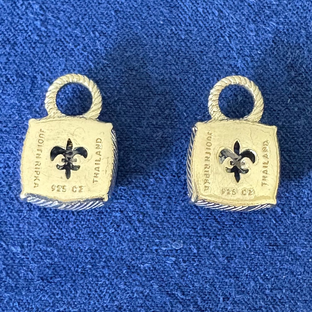 Judith Ripka Sterling Silver CZ Pierced Earrings with Charm❣️ - Picture 4 of 6